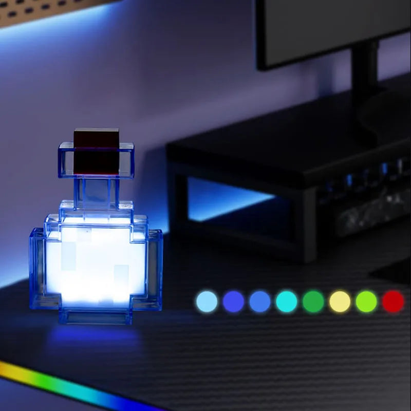 MC Game Medicine Bottle LED Night Light Game Creative Toy Lamp Rechargeable Bedroom Bedside Decoration for Kids Bedside Lamp