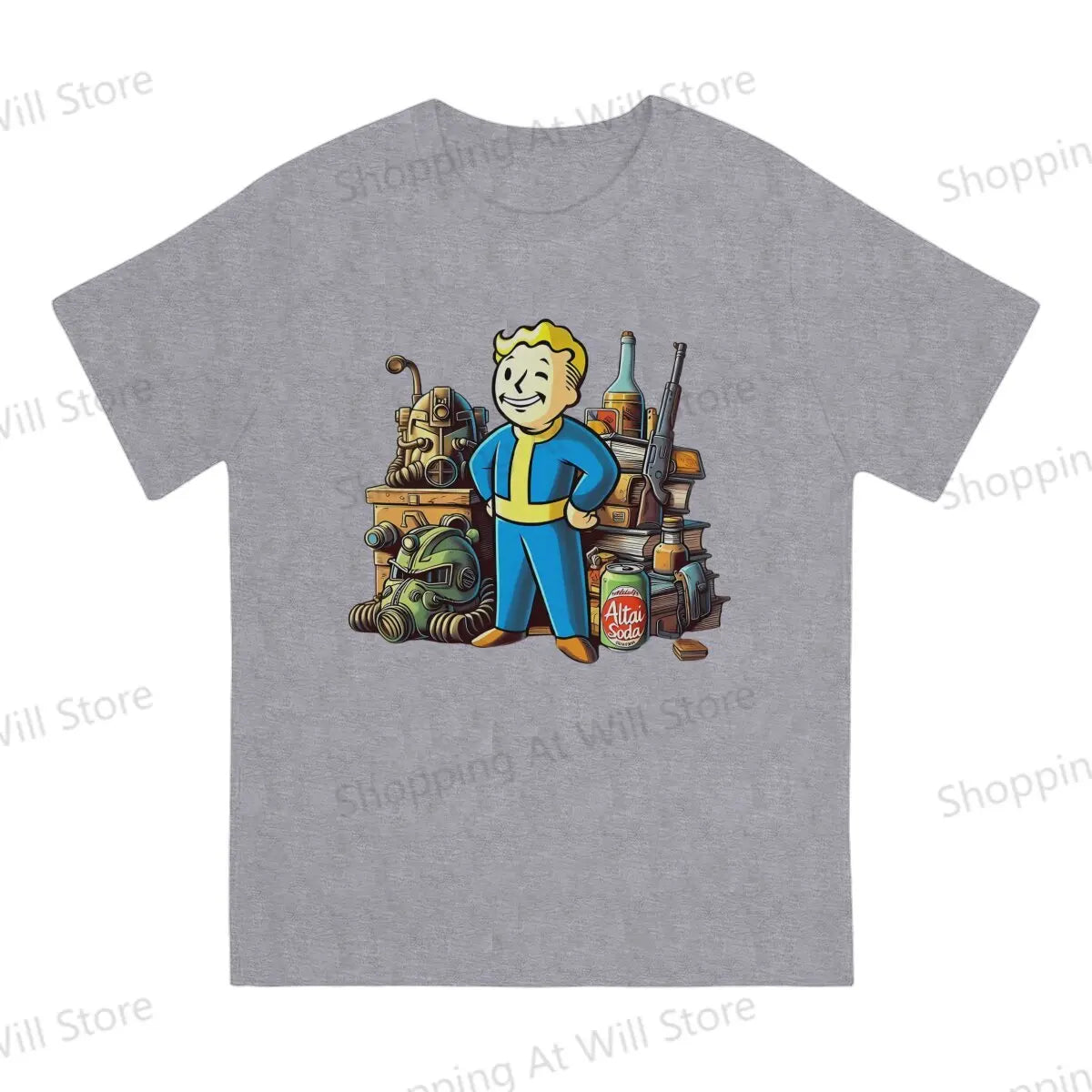Tops 100% Cotton Fun Fashion Wasteland Cache Men's and women's T-shirts Fallouts Short sleeved fun print