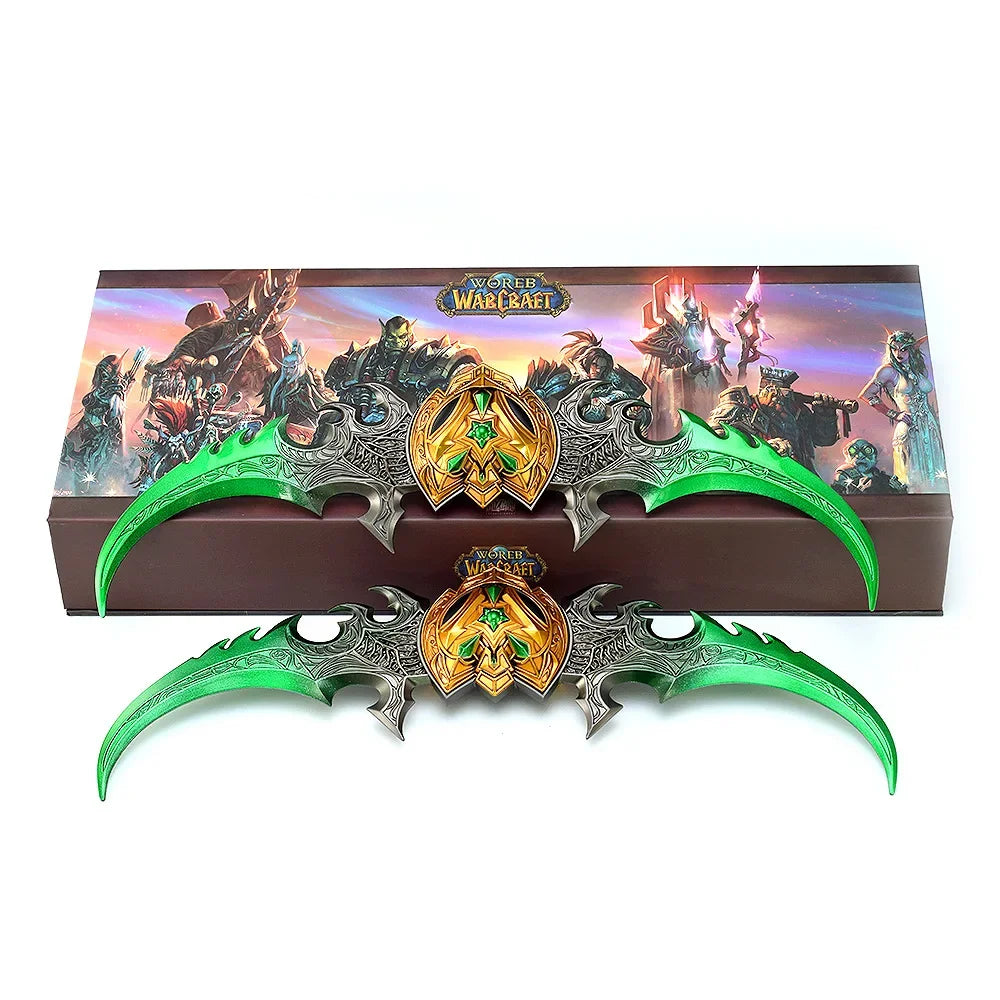 World of Warcraft 29cm Warglaive of Azzinoth Burning Legion Illidan Stormrage Metal Katana Model Blunt Weapon Game Toy Boys Gift