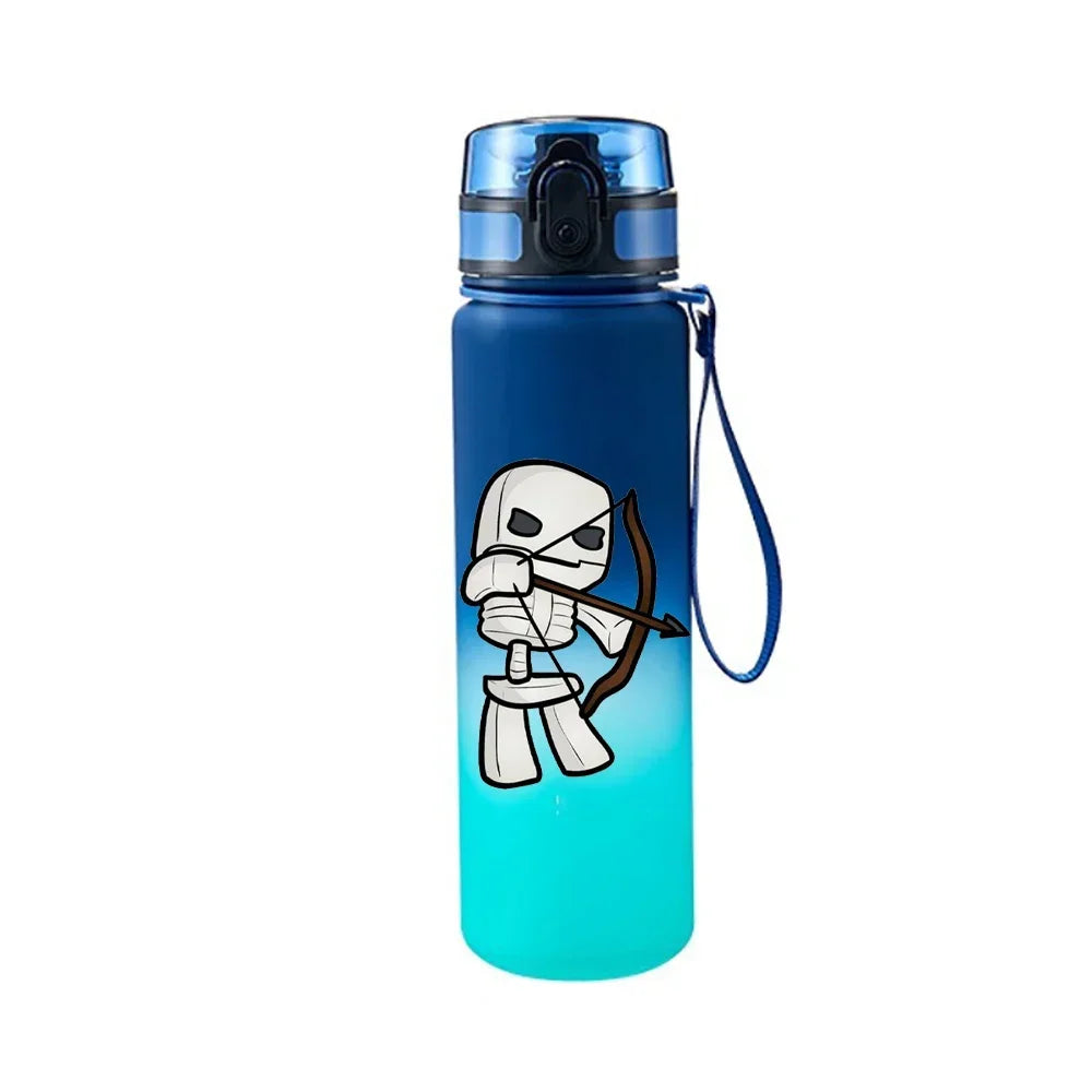 650ML Minecraft Pixel Style Characters Steve Portable Water Cup Large Capacity Sports Outdoor Plastic Leak-proof Water Bottle