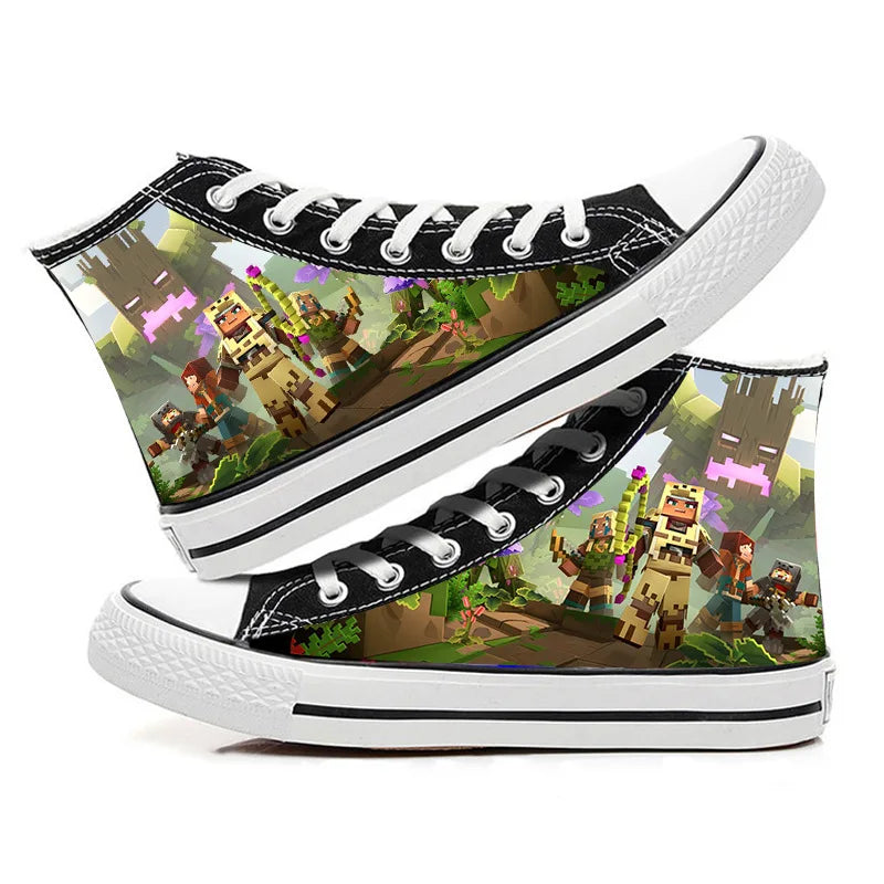 Minecraft Game Steve Yakris My World Creeper MC Printed Canvas Shoes Student Fashion Casual Shoes Personalized Trend Cos Toys
