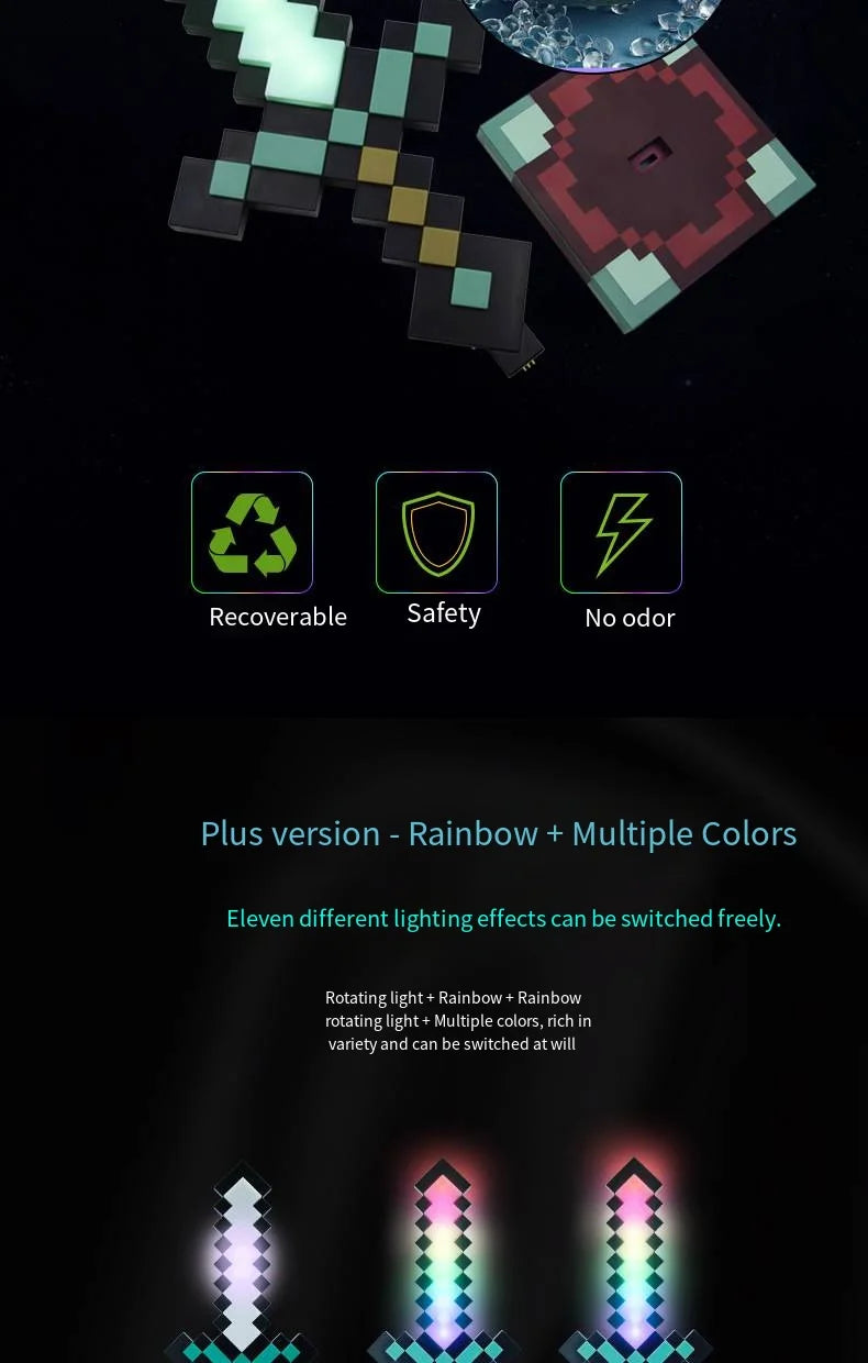 Minecraft sword night light decoration colour changer sword game peripheral gift model table lamp gift for children