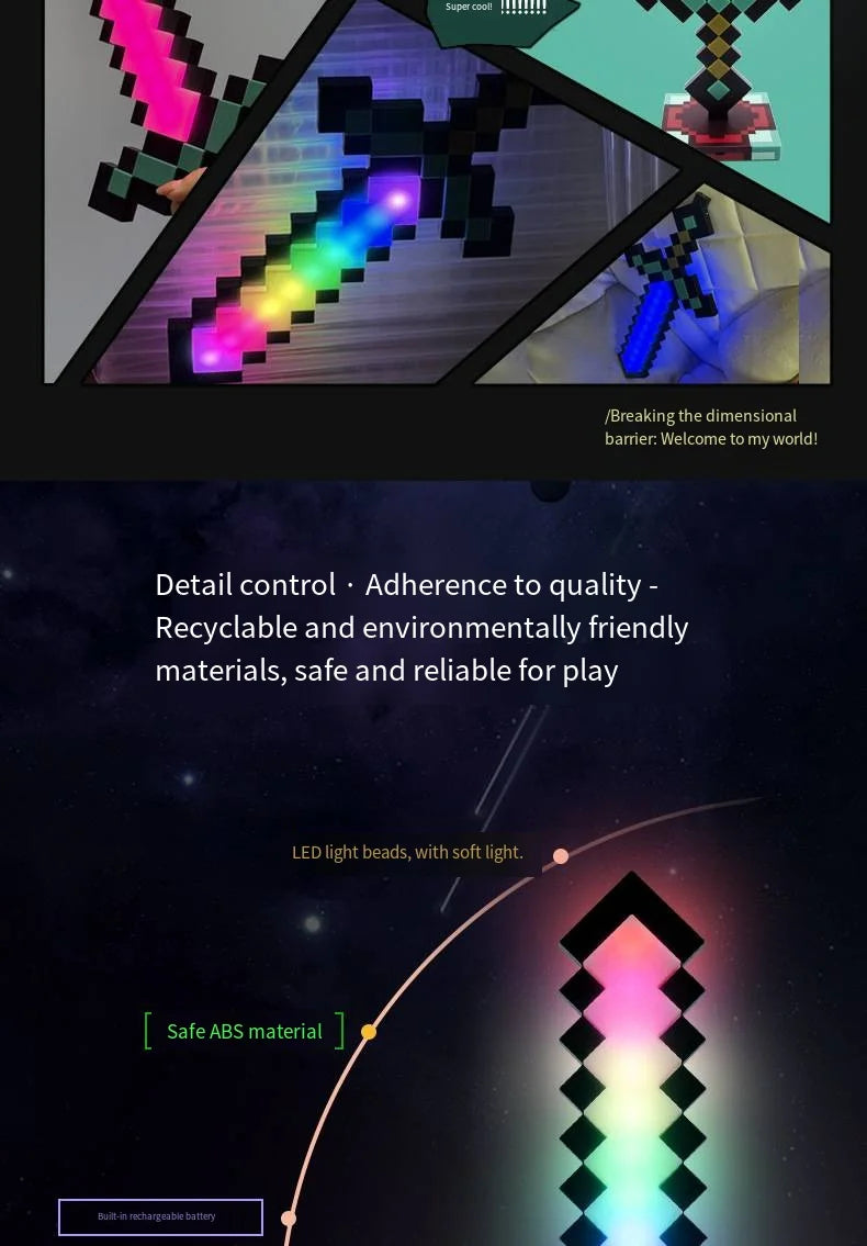 Minecraft sword night light decoration colour changer sword game peripheral gift model table lamp gift for children
