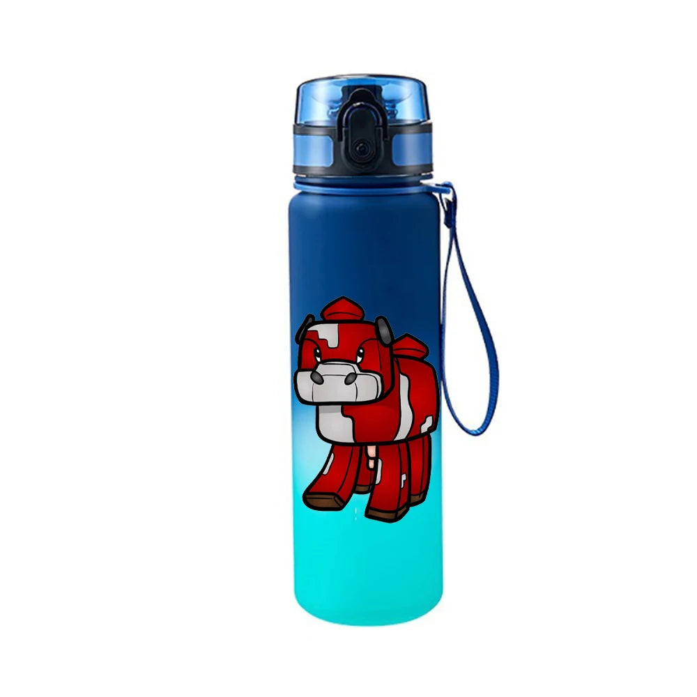 650ML Minecraft Pixel Style Characters Steve Portable Water Cup Large Capacity Sports Outdoor Plastic Leak-proof Water Bottle