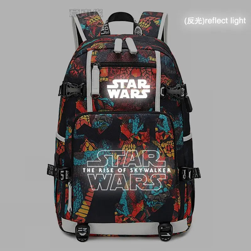 Star Wars Student Backpack Anime Cartoon Teen Personality Creative Casual Fashion Simple Computer USB Rechargeable Travel Bag