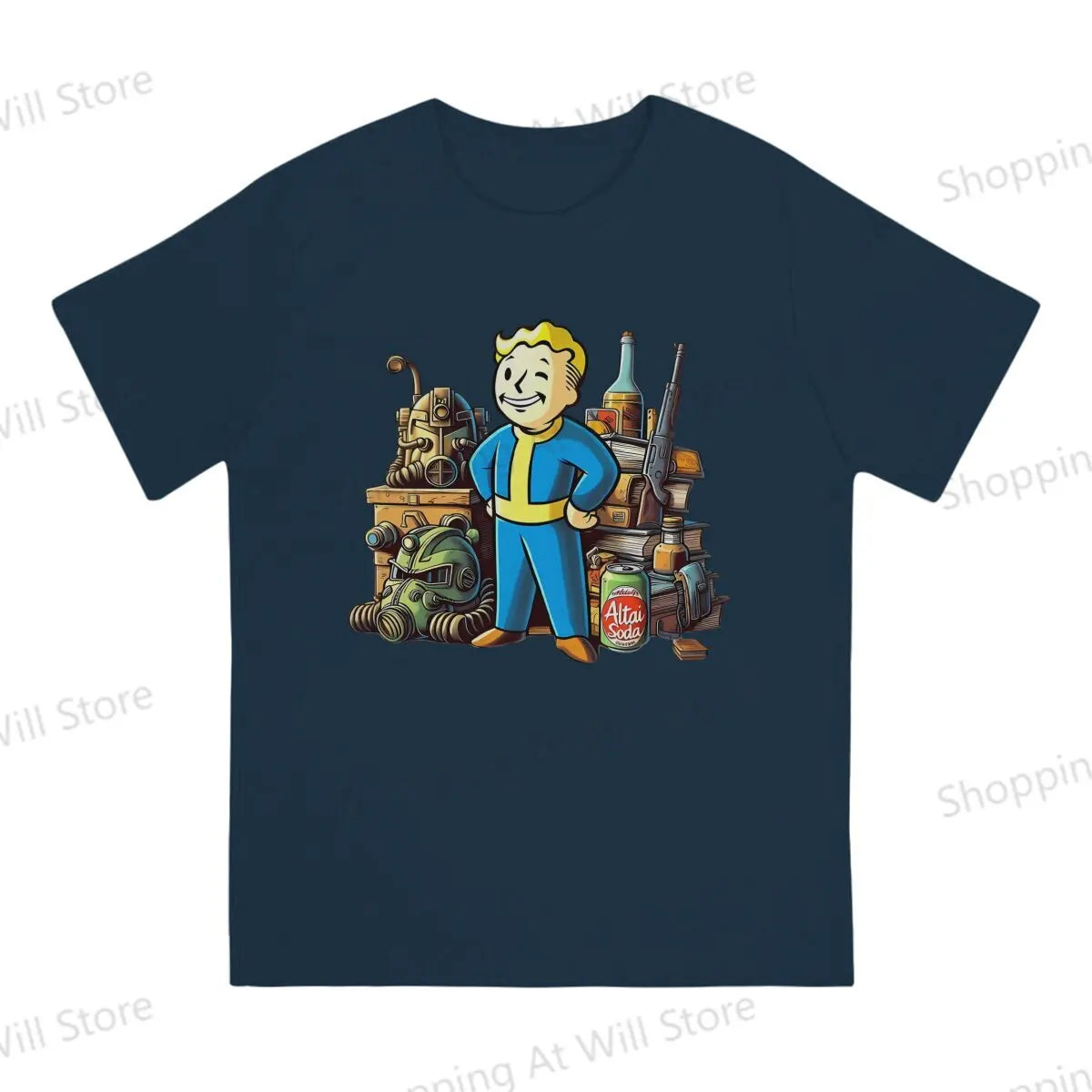 Tops 100% Cotton Fun Fashion Wasteland Cache Men's and women's T-shirts Fallouts Short sleeved fun print
