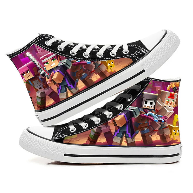 Minecraft Game Steve Yakris My World Creeper MC Printed Canvas Shoes Student Fashion Casual Shoes Personalized Trend Cos Toys