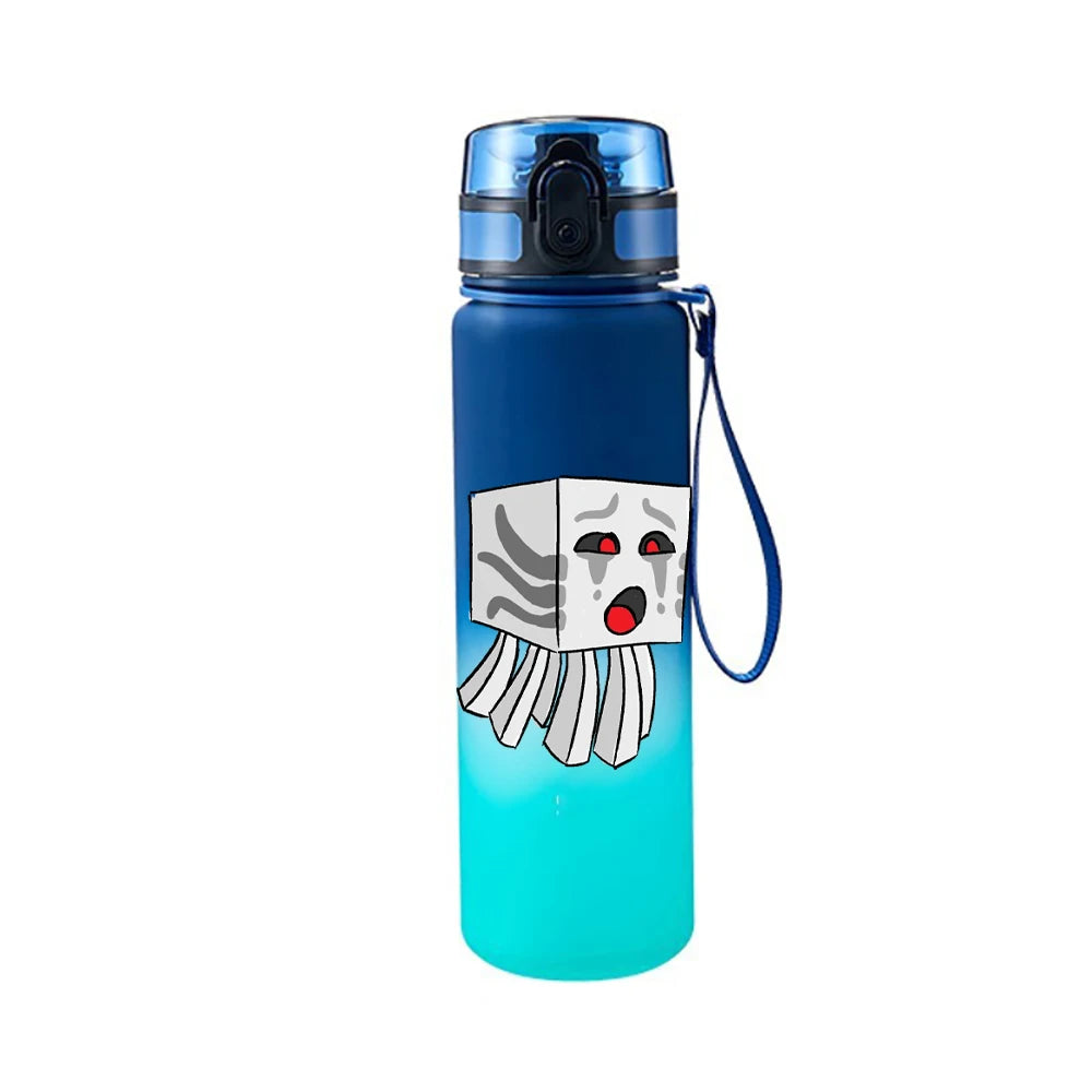 650ML Minecraft Pixel Style Characters Steve Portable Water Cup Large Capacity Sports Outdoor Plastic Leak-proof Water Bottle