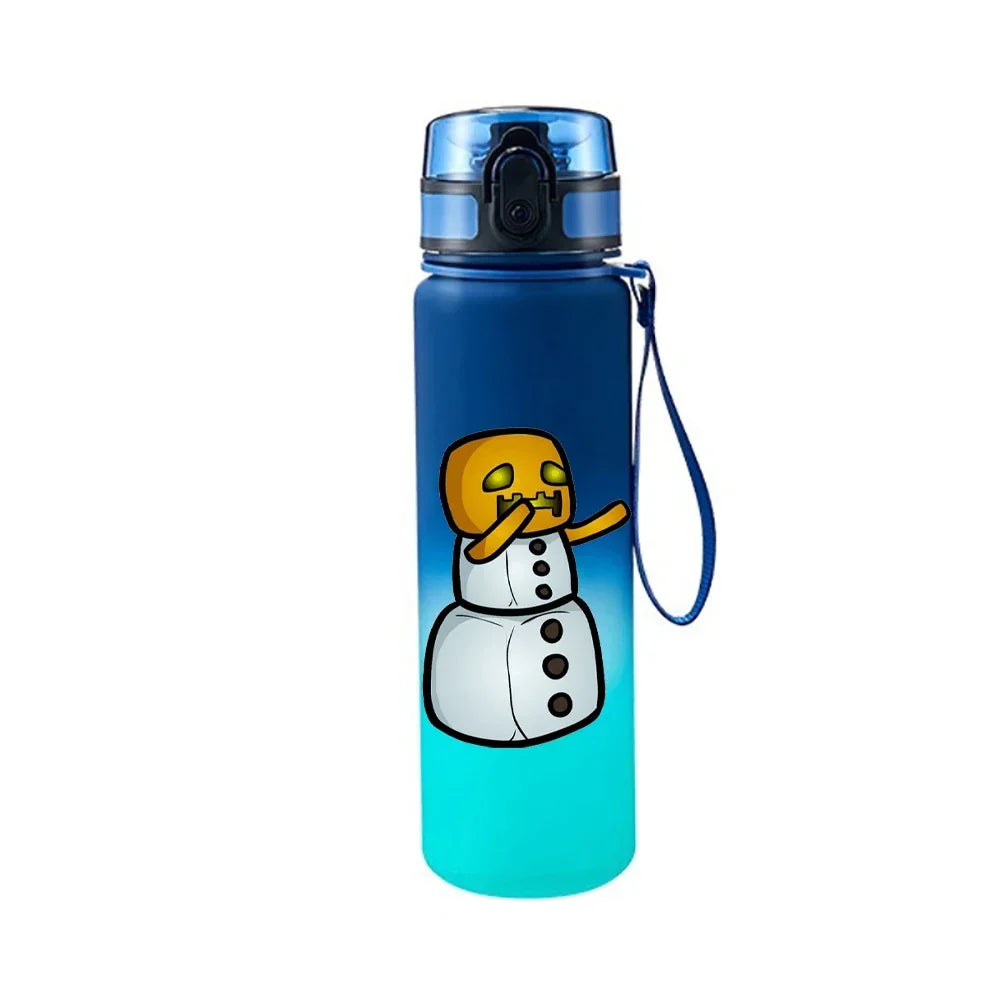 650ML Minecraft Pixel Style Characters Steve Portable Water Cup Large Capacity Sports Outdoor Plastic Leak-proof Water Bottle