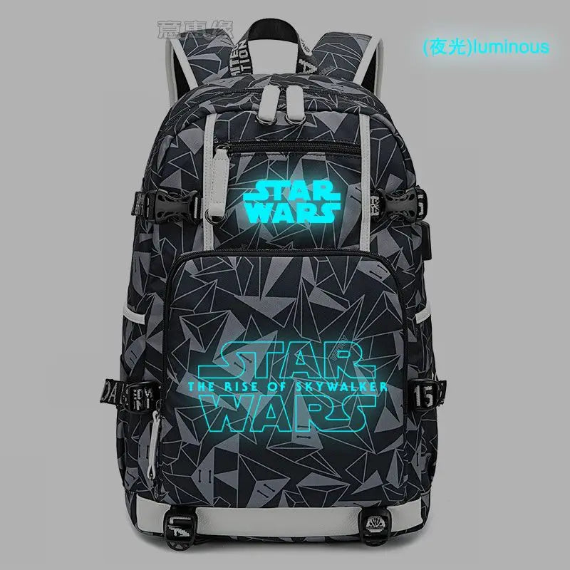 Star Wars Student Backpack Anime Cartoon Teen Personality Creative Casual Fashion Simple Computer USB Rechargeable Travel Bag