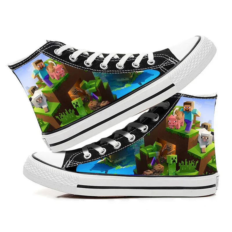 Minecraft Game Steve Yakris My World Creeper MC Printed Canvas Shoes Student Fashion Casual Shoes Personalized Trend Cos Toys