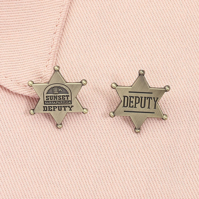 Fallout New Vegas Pin Sunset Sarsaparilla Deputy Badge Western Style Brooch Video Game Merch for Cosplay Backpack