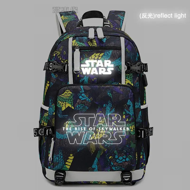 Star Wars Student Backpack Anime Cartoon Teen Personality Creative Casual Fashion Simple Computer USB Rechargeable Travel Bag