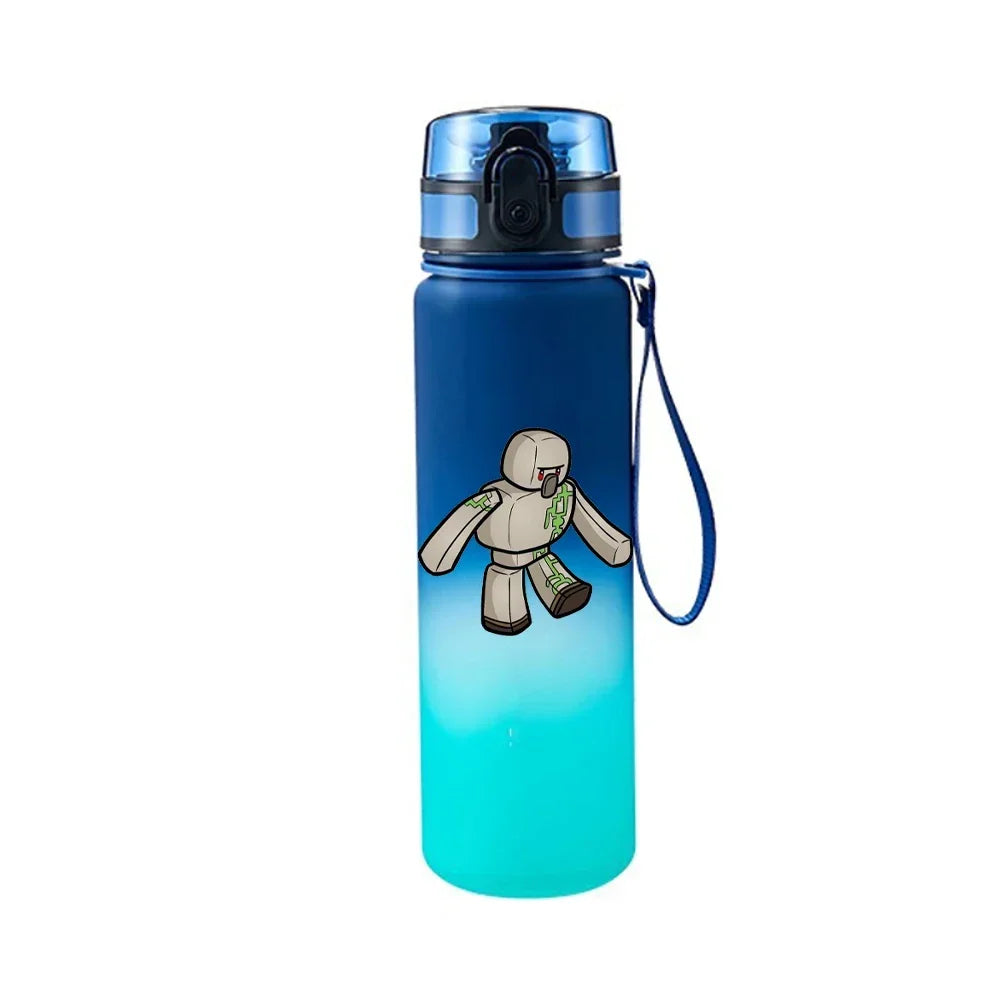 650ML Minecraft Pixel Style Characters Steve Portable Water Cup Large Capacity Sports Outdoor Plastic Leak-proof Water Bottle