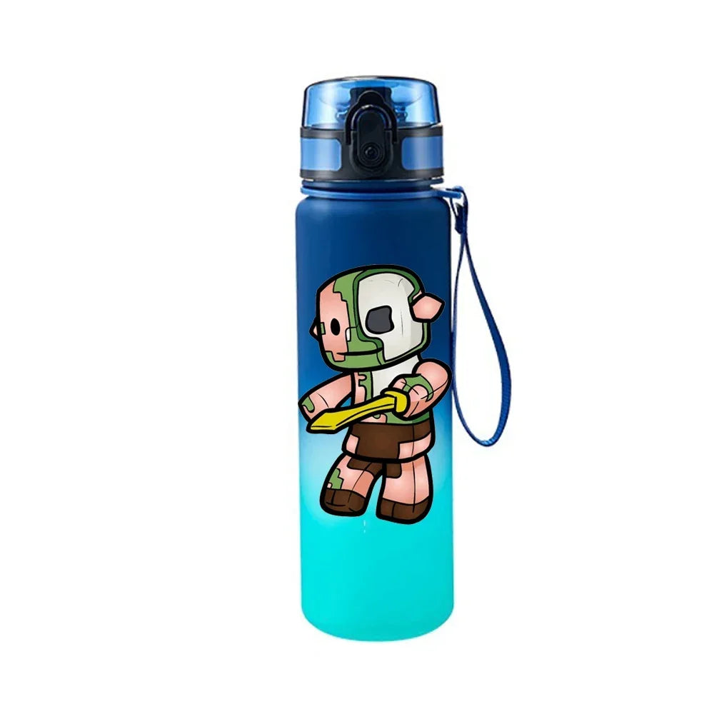 650ML Minecraft Pixel Style Characters Steve Portable Water Cup Large Capacity Sports Outdoor Plastic Leak-proof Water Bottle