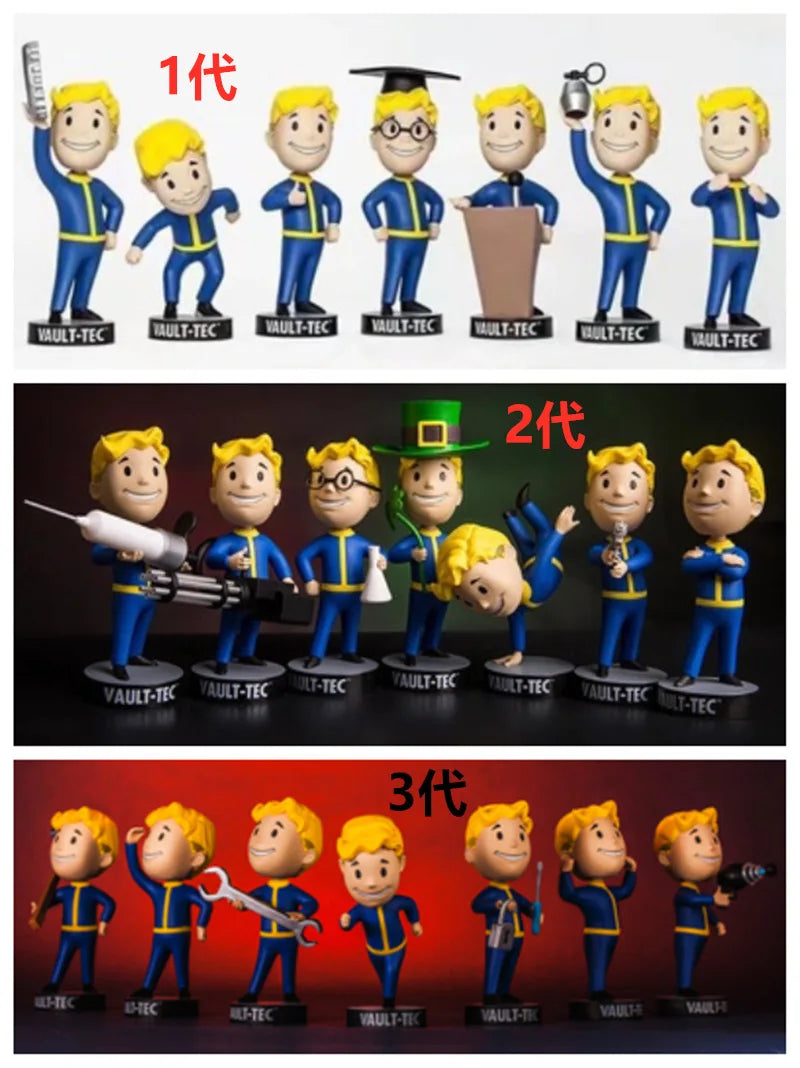 Fallout 4 Vault Boy Generation 7 Dolls Game Action Figure Shaking Cartoon Statue Collectible Toy Ornament Model Kids Toys Gift