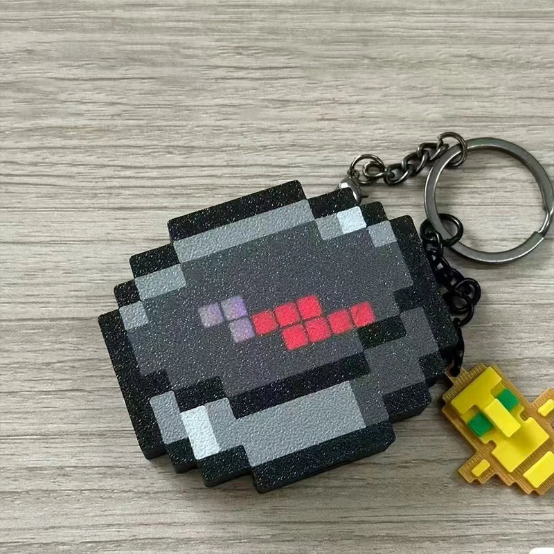 New In Stock Compass Pixel Wind Peripheral design trinket Magnetic MC Real-World Use Movable Keychain Pendant myworld Gift