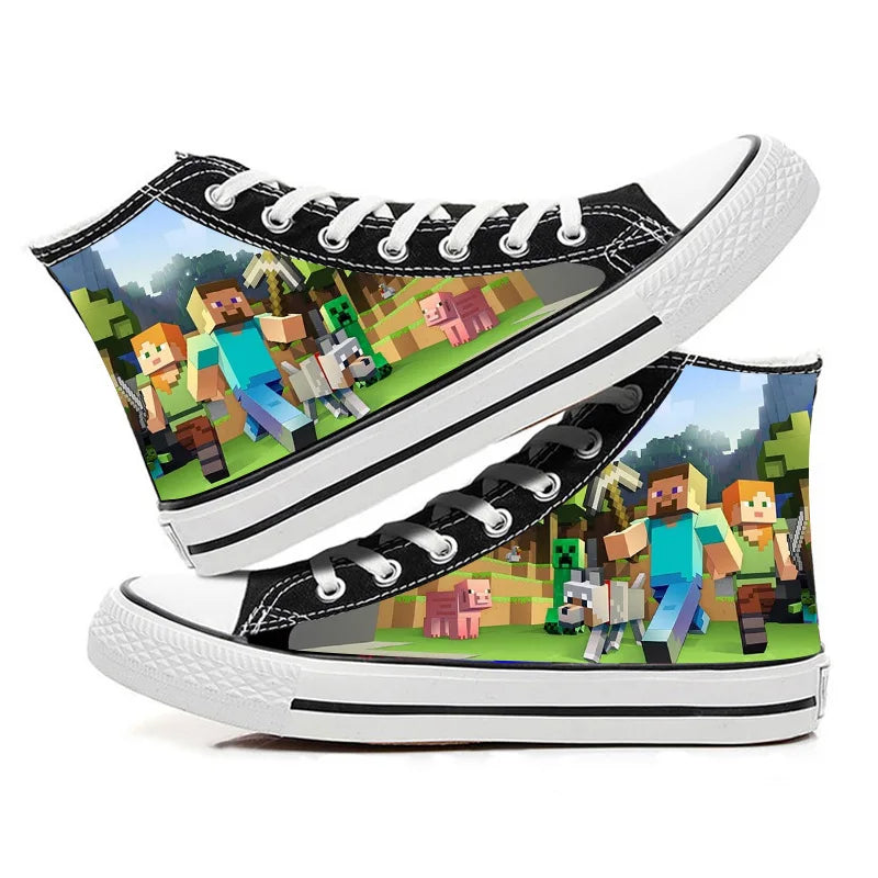 Minecraft Game Steve Yakris My World Creeper MC Printed Canvas Shoes Student Fashion Casual Shoes Personalized Trend Cos Toys