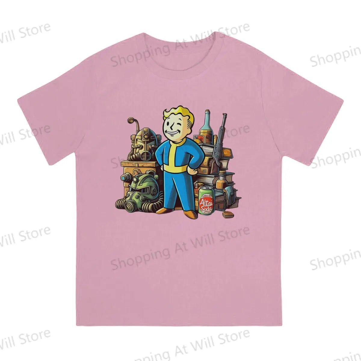 Tops 100% Cotton Fun Fashion Wasteland Cache Men's and women's T-shirts Fallouts Short sleeved fun print