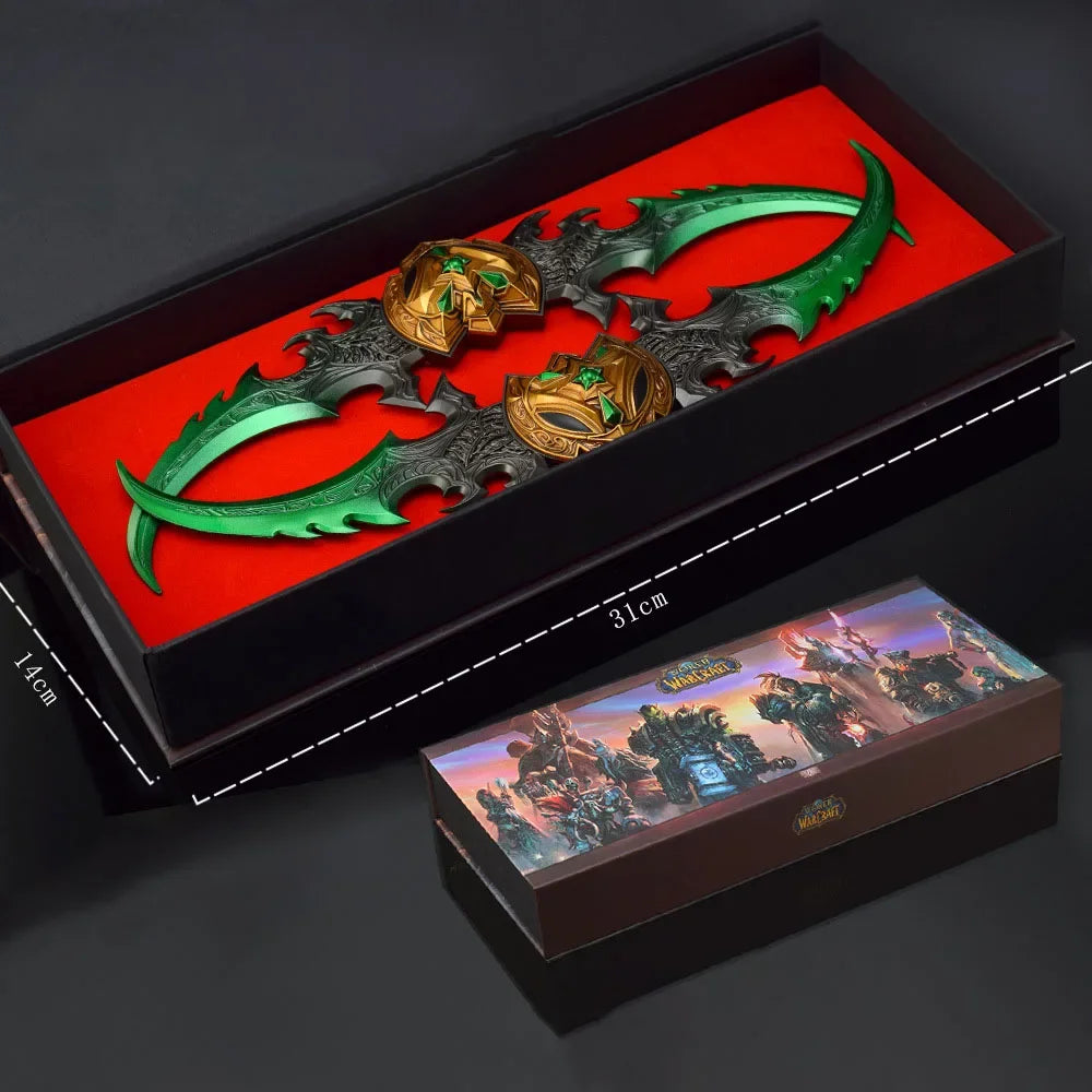 World of Warcraft 29cm Warglaive of Azzinoth Burning Legion Illidan Stormrage Metal Katana Model Blunt Weapon Game Toy Boys Gift