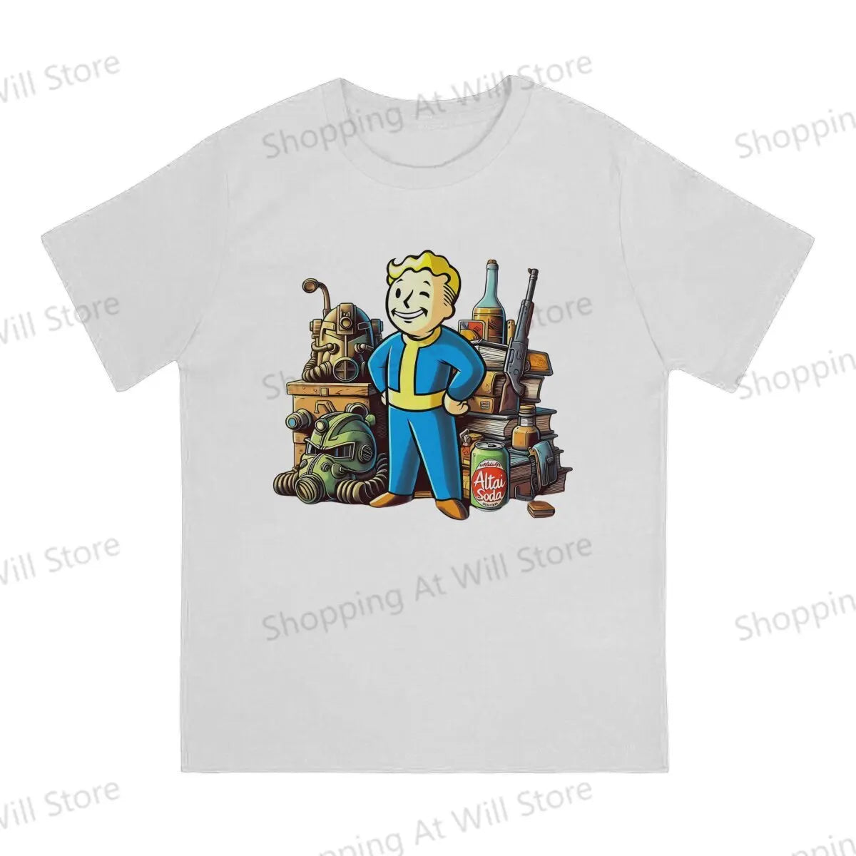 Tops 100% Cotton Fun Fashion Wasteland Cache Men's and women's T-shirts Fallouts Short sleeved fun print