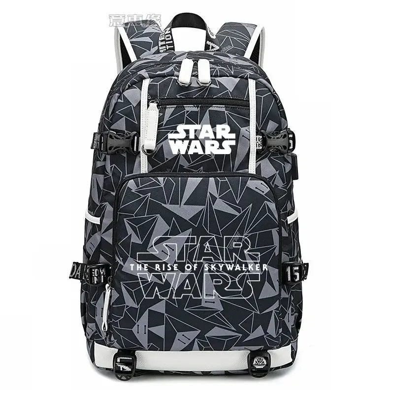 Star Wars Student Backpack Anime Cartoon Teen Personality Creative Casual Fashion Simple Computer USB Rechargeable Travel Bag
