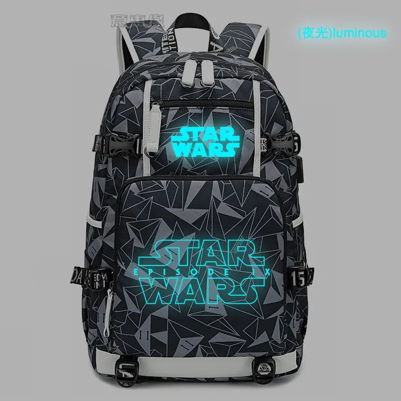 Star Wars Student Backpack Anime Cartoon Teen Personality Creative Casual Fashion Simple Computer USB Rechargeable Travel Bag