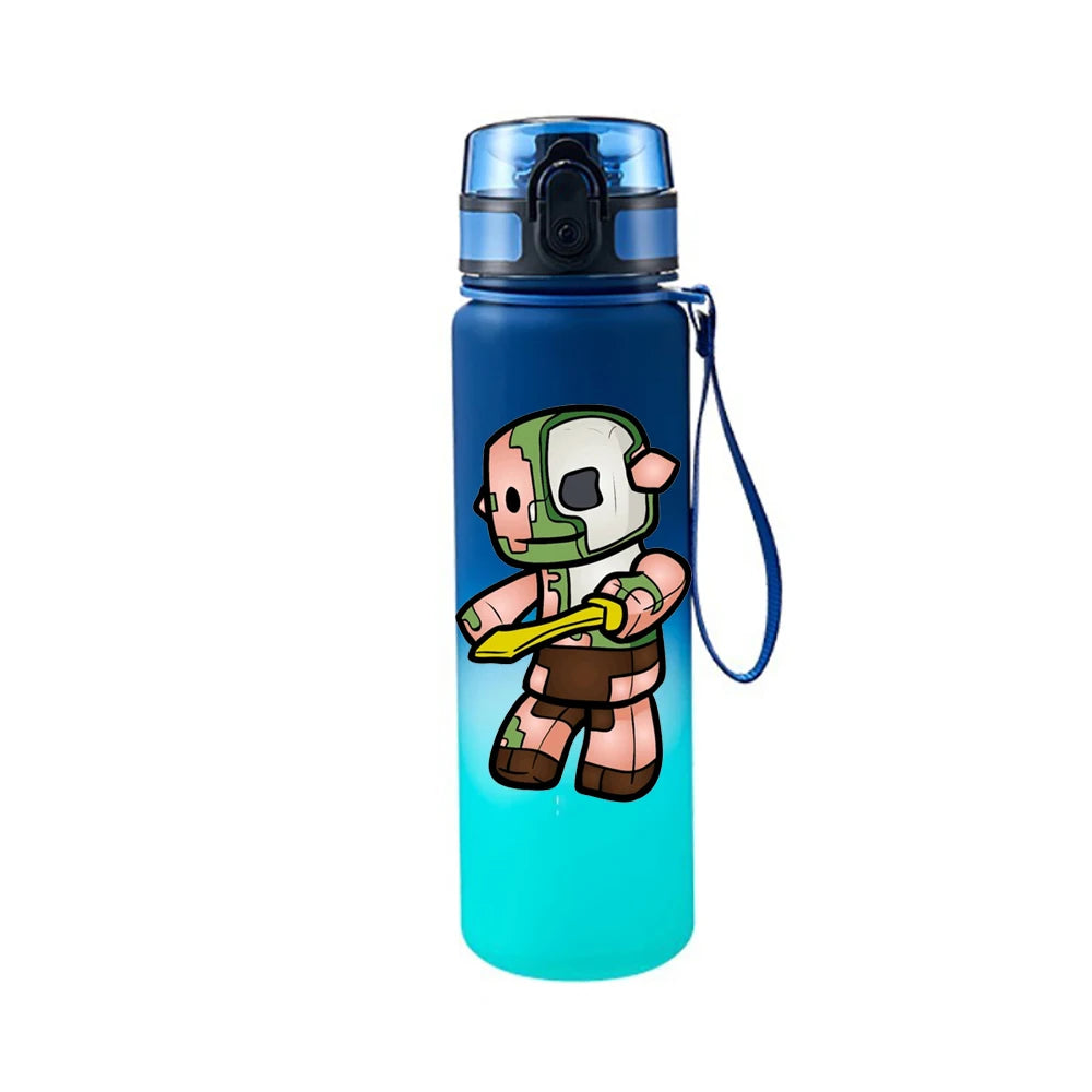 650ML Minecraft Pixel Style Characters Steve Portable Water Cup Large Capacity Sports Outdoor Plastic Leak-proof Water Bottle