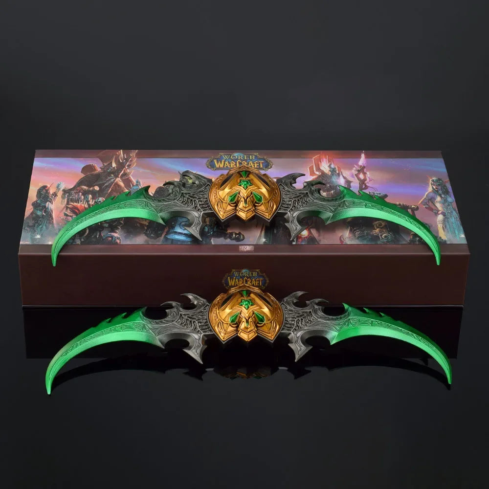 World of Warcraft 29cm Warglaive of Azzinoth Burning Legion Illidan Stormrage Metal Katana Model Blunt Weapon Game Toy Boys Gift