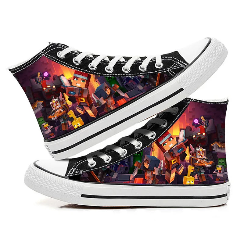Minecraft Game Steve Yakris My World Creeper MC Printed Canvas Shoes Student Fashion Casual Shoes Personalized Trend Cos Toys