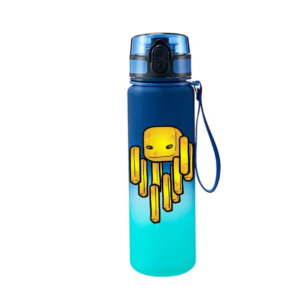 650ML Minecraft Pixel Style Characters Steve Portable Water Cup Large Capacity Sports Outdoor Plastic Leak-proof Water Bottle