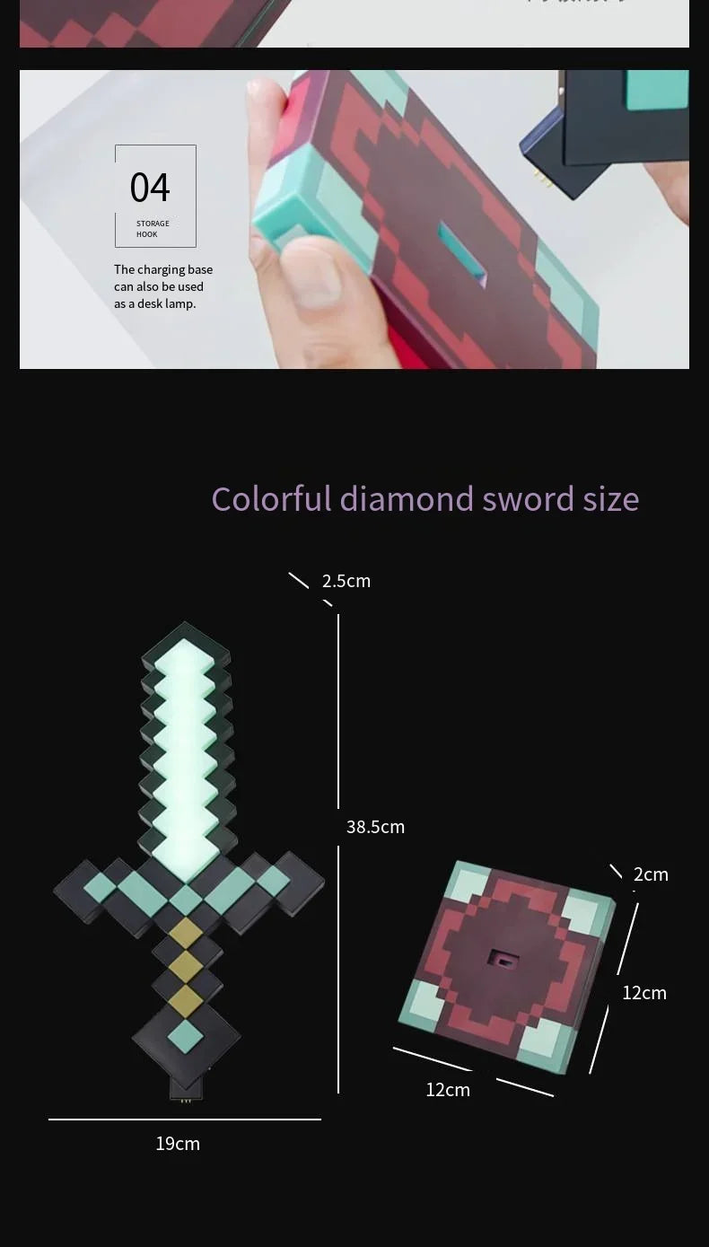 Minecraft sword night light decoration colour changer sword game peripheral gift model table lamp gift for children