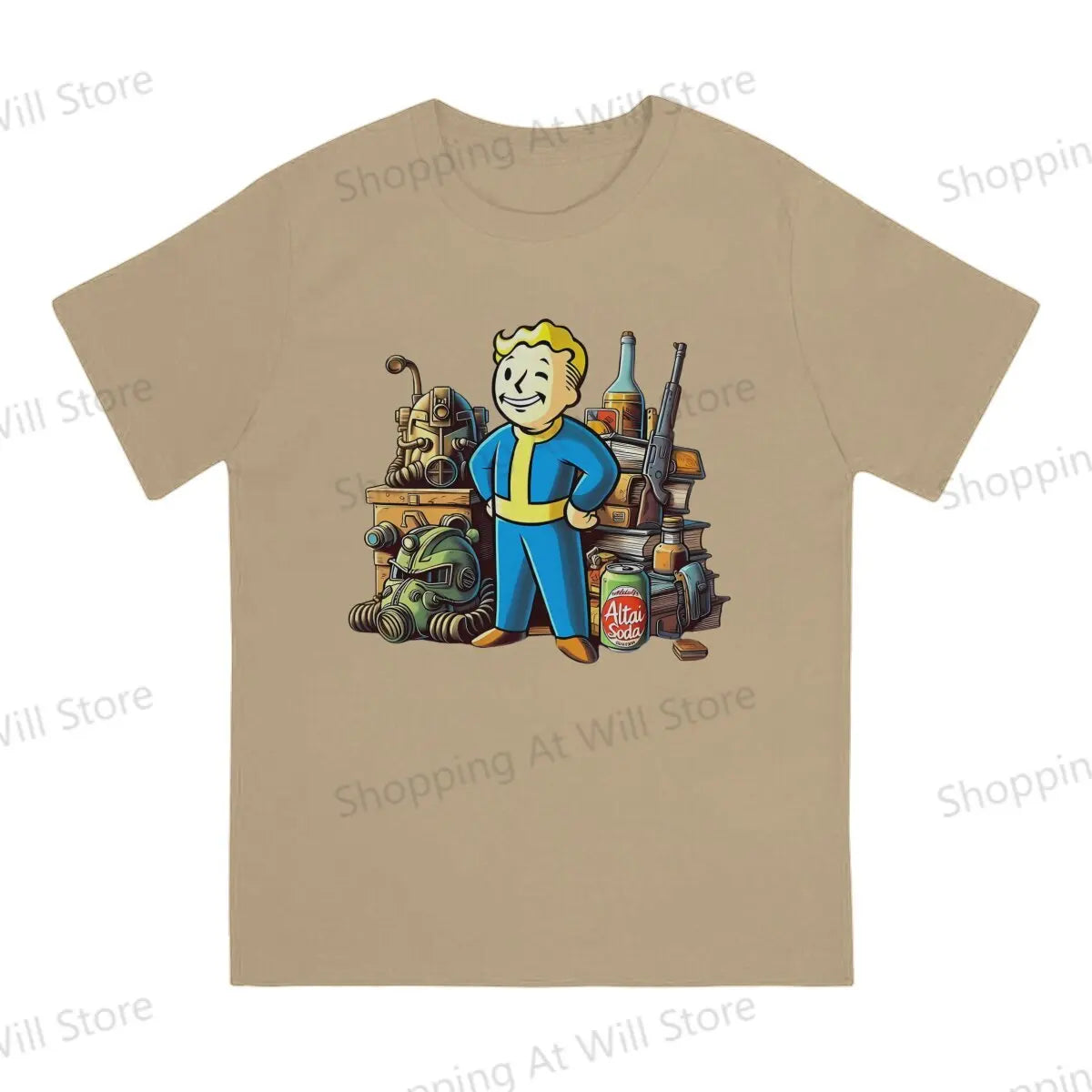 Tops 100% Cotton Fun Fashion Wasteland Cache Men's and women's T-shirts Fallouts Short sleeved fun print