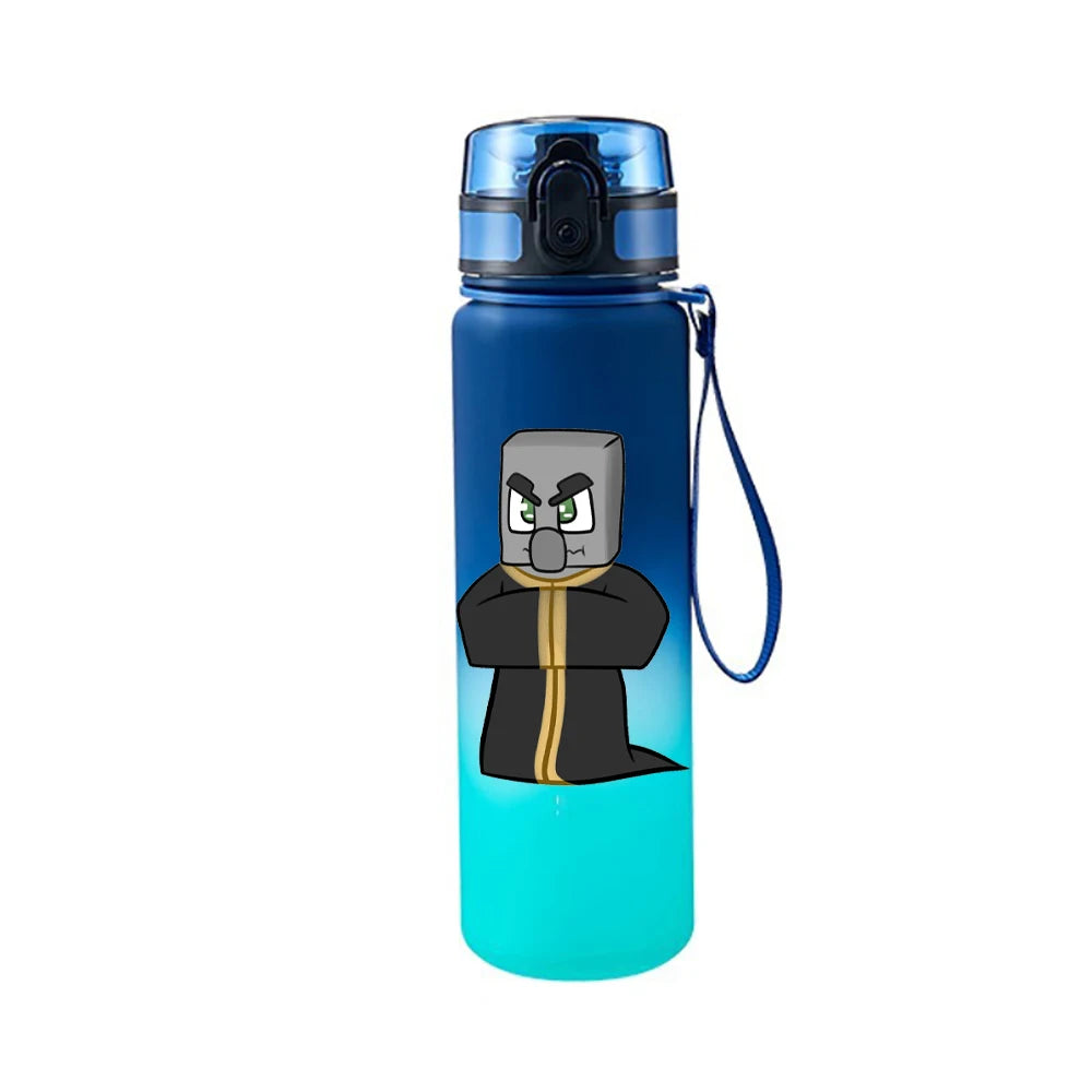 650ML Minecraft Pixel Style Characters Steve Portable Water Cup Large Capacity Sports Outdoor Plastic Leak-proof Water Bottle