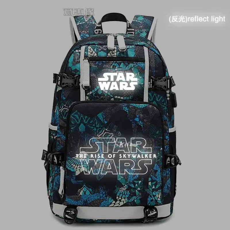 Star Wars Student Backpack Anime Cartoon Teen Personality Creative Casual Fashion Simple Computer USB Rechargeable Travel Bag