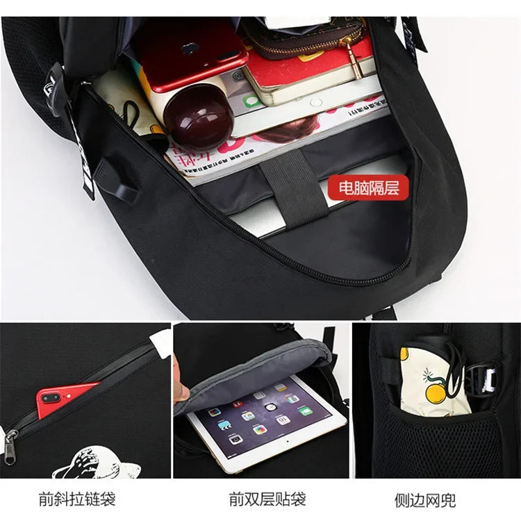 Game Minecraft Waterproof Laptop Backpack Men USB Charging Travel Zombie Creeper Printing Bag Students Adult Birthday Gift Toy