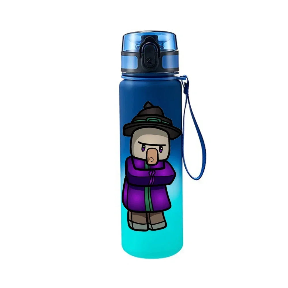 650ML Minecraft Pixel Style Characters Steve Portable Water Cup Large Capacity Sports Outdoor Plastic Leak-proof Water Bottle