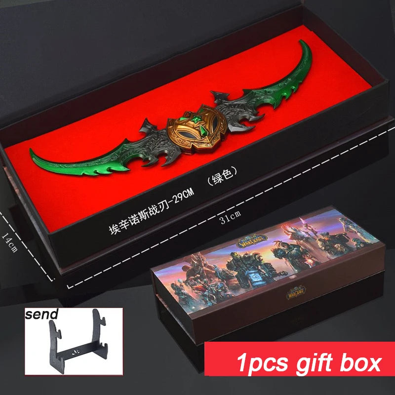 World of Warcraft 29cm Warglaive of Azzinoth Burning Legion Illidan Stormrage Metal Katana Model Blunt Weapon Game Toy Boys Gift