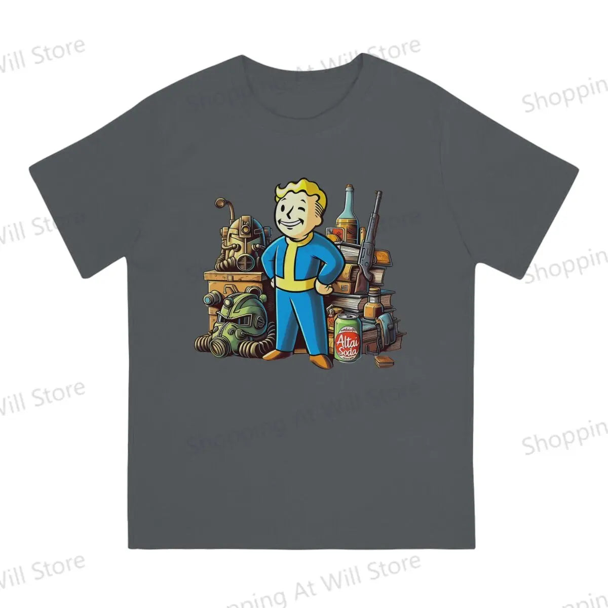 Tops 100% Cotton Fun Fashion Wasteland Cache Men's and women's T-shirts Fallouts Short sleeved fun print