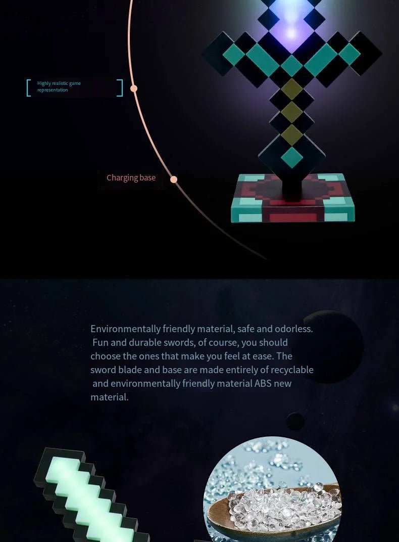 Minecraft sword night light decoration colour changer sword game peripheral gift model table lamp gift for children