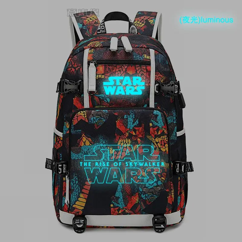 Star Wars Student Backpack Anime Cartoon Teen Personality Creative Casual Fashion Simple Computer USB Rechargeable Travel Bag