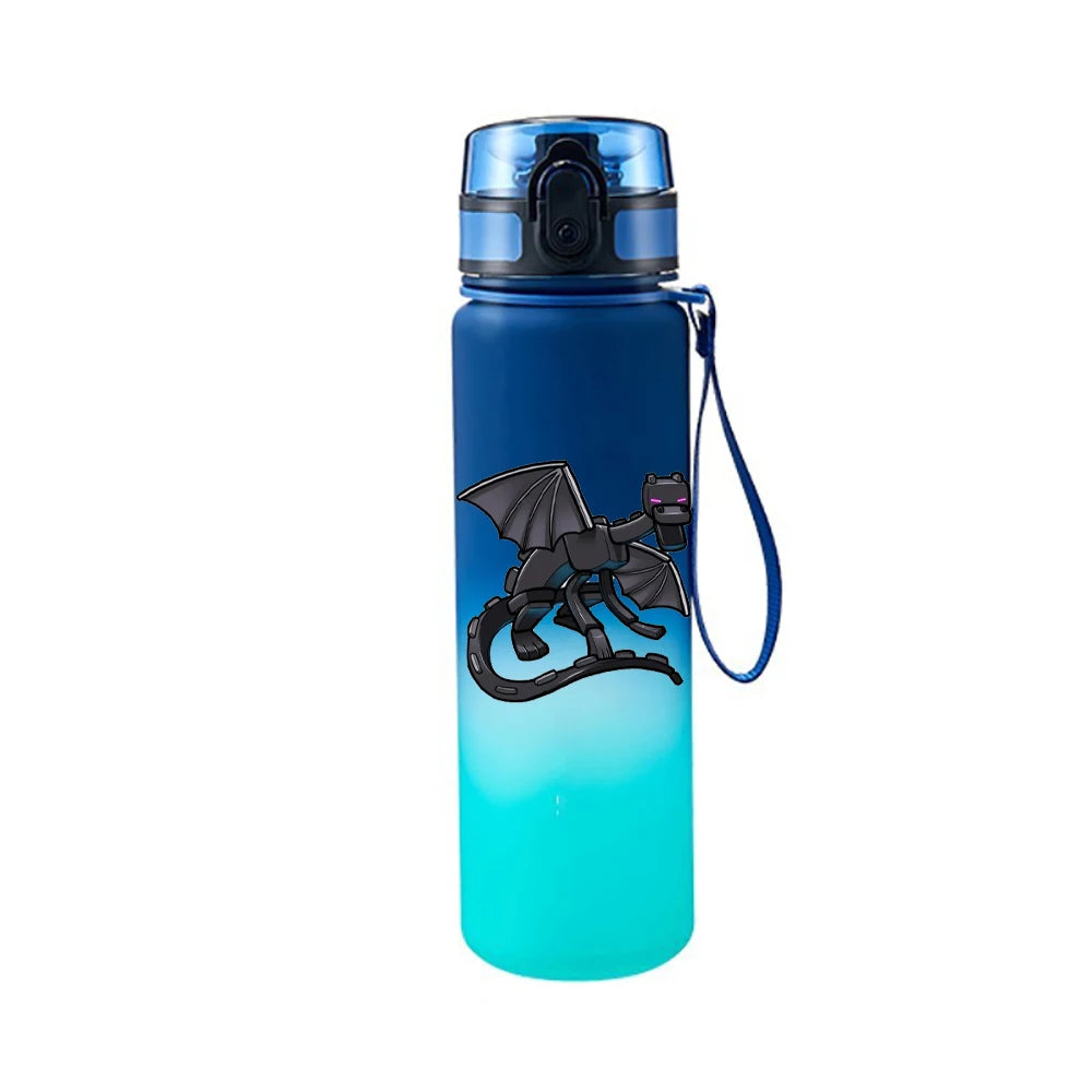 650ML Minecraft Pixel Style Characters Steve Portable Water Cup Large Capacity Sports Outdoor Plastic Leak-proof Water Bottle