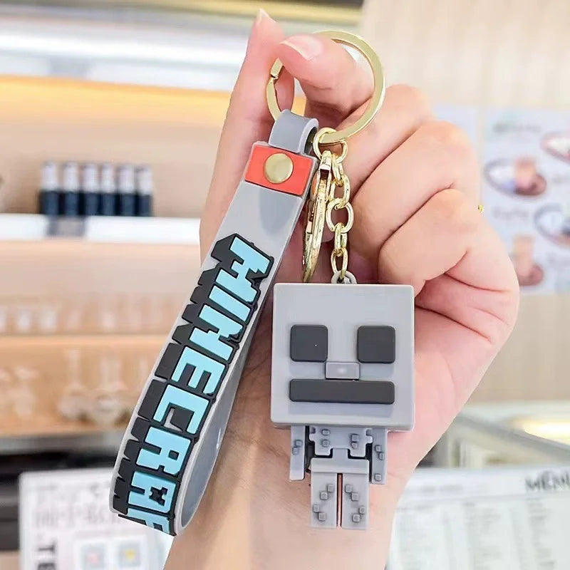 Game Minecraft Figure Model Toys Pixel Keychain My World Cartoon Creeper Doll Silicone Pendant Keyring Car Backpack Key Gifts