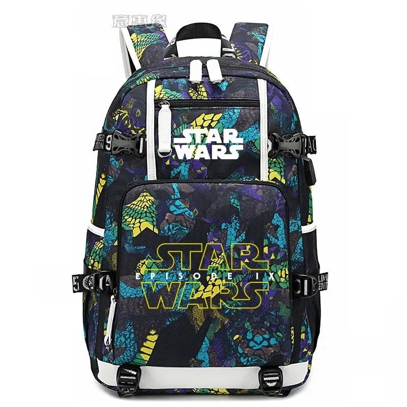 Star Wars Student Backpack Anime Cartoon Teen Personality Creative Casual Fashion Simple Computer USB Rechargeable Travel Bag