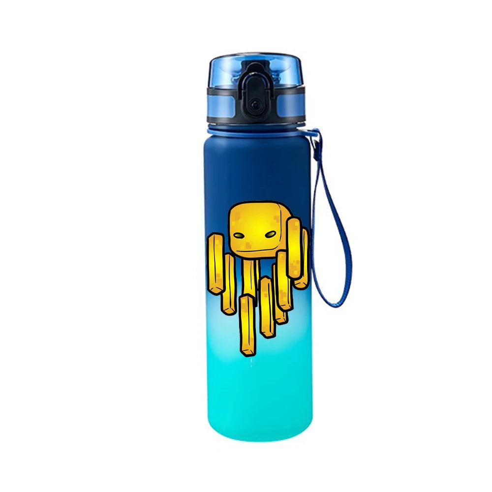 650ML Minecraft Pixel Style Characters Steve Portable Water Cup Large Capacity Sports Outdoor Plastic Leak-proof Water Bottle