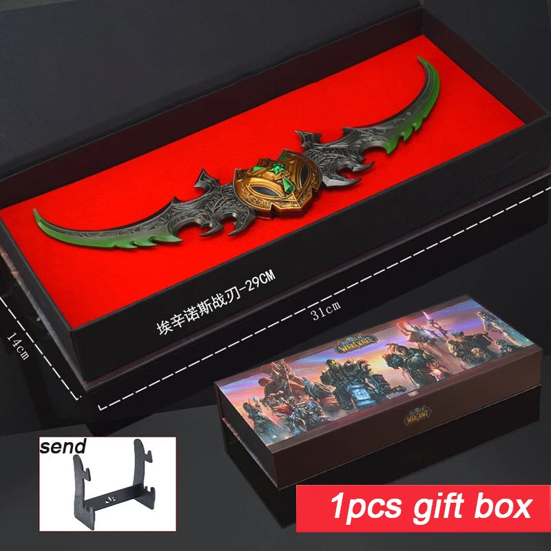 World of Warcraft 29cm Warglaive of Azzinoth Burning Legion Illidan Stormrage Metal Katana Model Blunt Weapon Game Toy Boys Gift