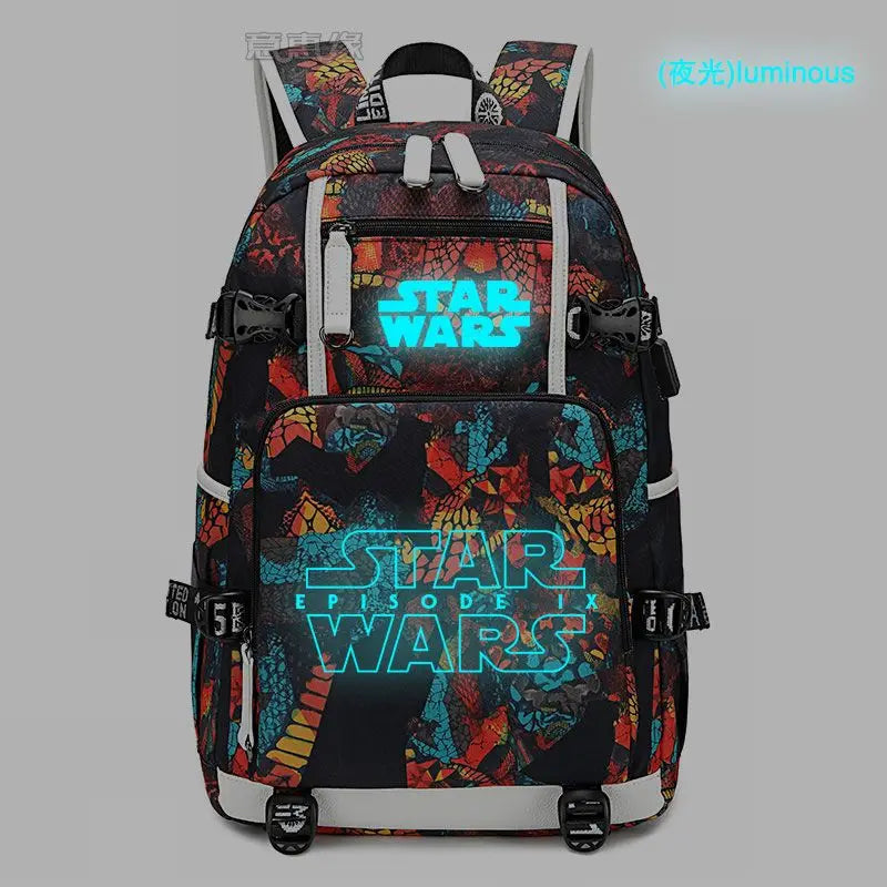 Star Wars Student Backpack Anime Cartoon Teen Personality Creative Casual Fashion Simple Computer USB Rechargeable Travel Bag