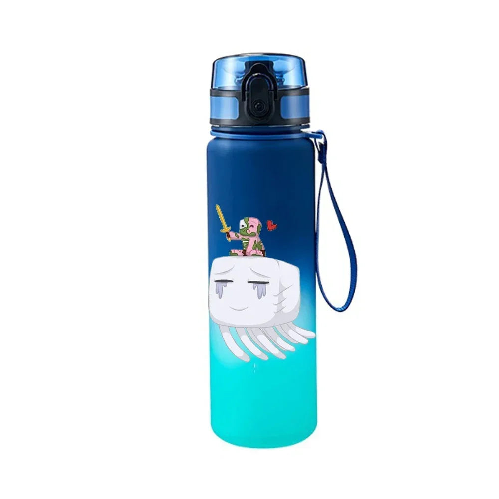 650ML Minecraft Pixel Style Characters Steve Portable Water Cup Large Capacity Sports Outdoor Plastic Leak-proof Water Bottle