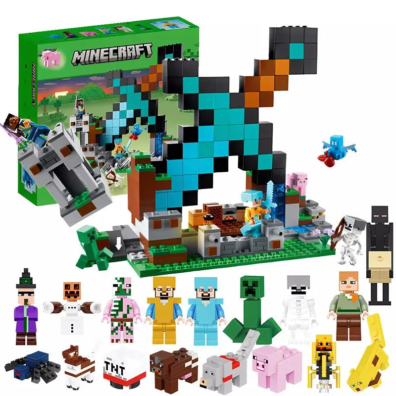 compatible with Minecraft 21244 character building gift Building Brick Model Sword Outpost Children's birthday gift toys