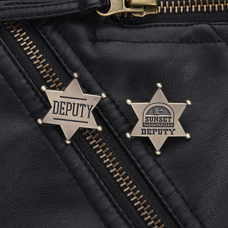 Fallout New Vegas Pin Sunset Sarsaparilla Deputy Badge Western Style Brooch Video Game Merch for Cosplay Backpack
